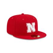 Nebraska New Era 5950 N Logo Flat Bill Fitted Hat